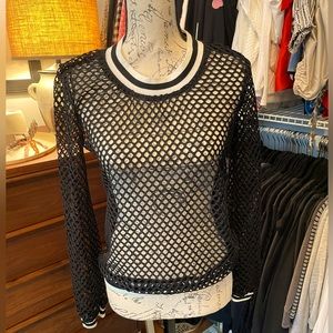 Alexia Admor Black Net Long Sleeve Top